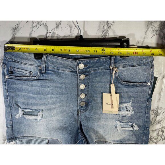 Kancan Womens High Rise Denim Shorts Size 16 Distressed Ripped Style Blue - Picture 4 of 5